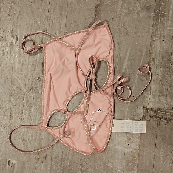 💕FRANKIES BIKINIS💕 Jamilla Iridescent String Top ~ Gilded Angel Large L NWT - Picture 7 of 10